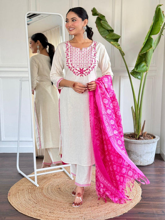 lavena white cotton suit