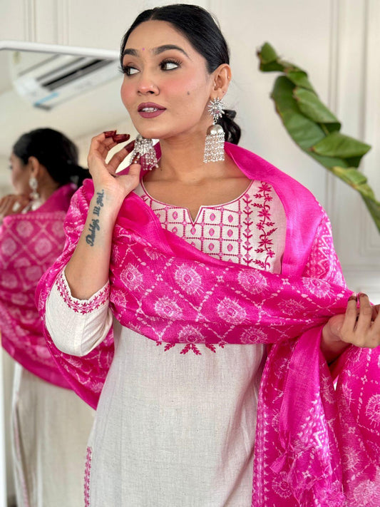 lavena white cotton suit