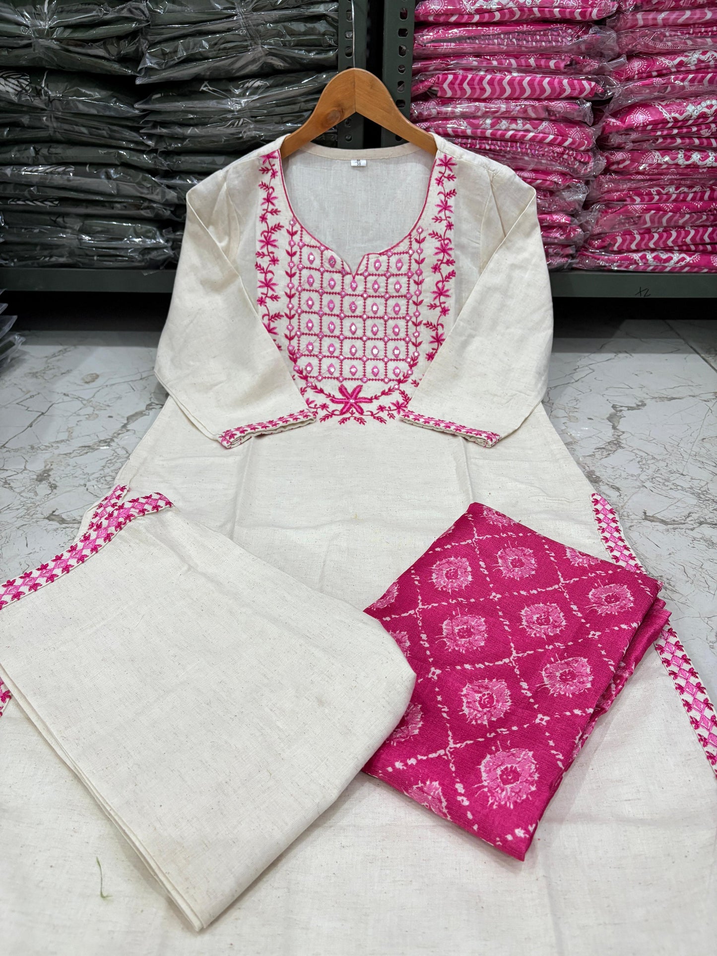 lavena white cotton suit