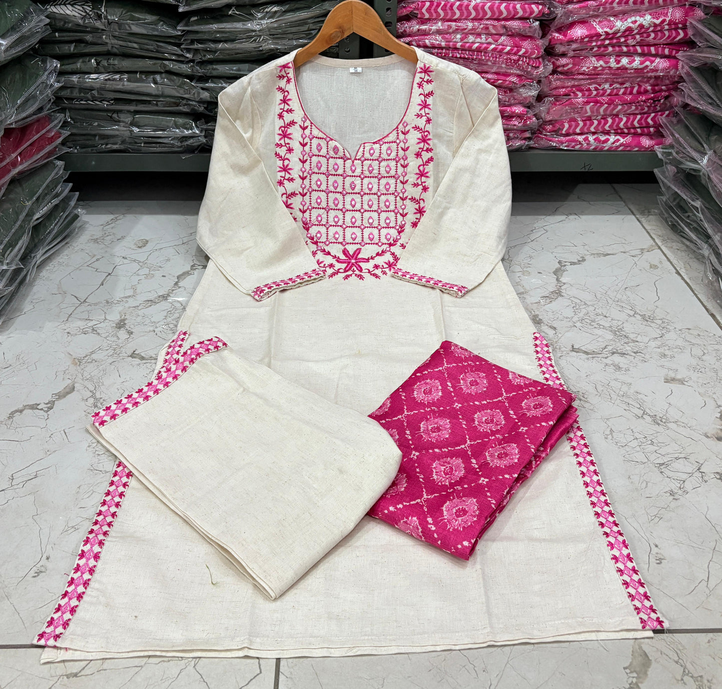 lavena white cotton suit