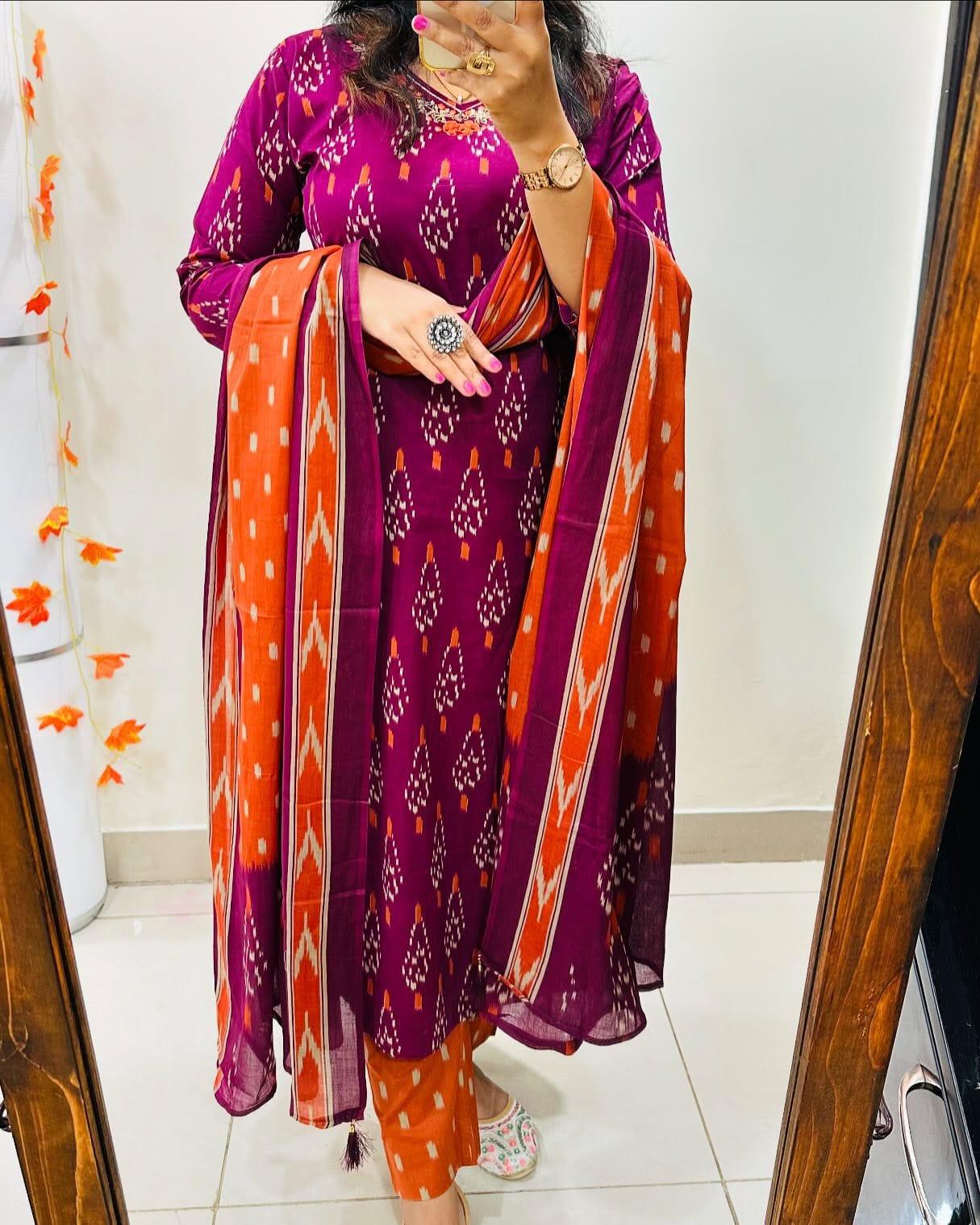 Women Beautiful Cotton Kurta and Pant With Dupatta