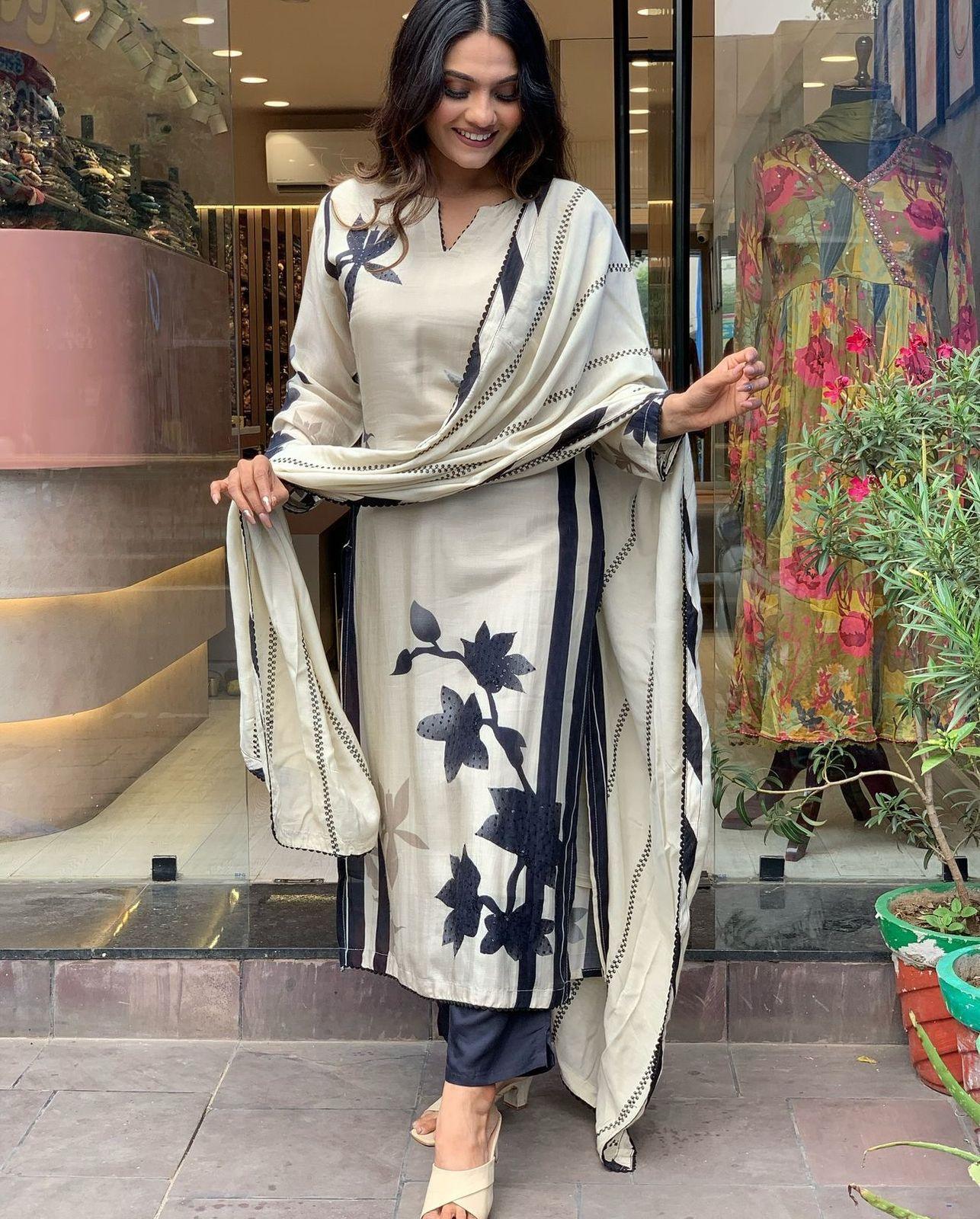 lavena white and black dupatta cotton suit