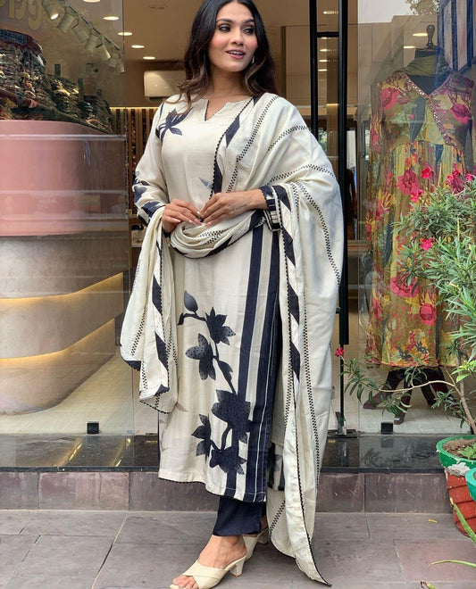 lavena white and black dupatta cotton suit