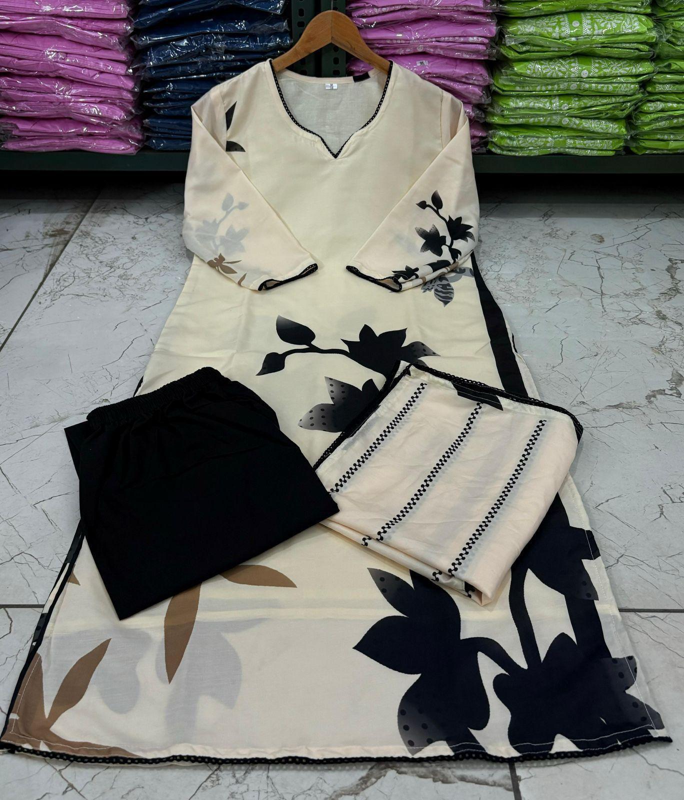 lavena white and black dupatta cotton suit