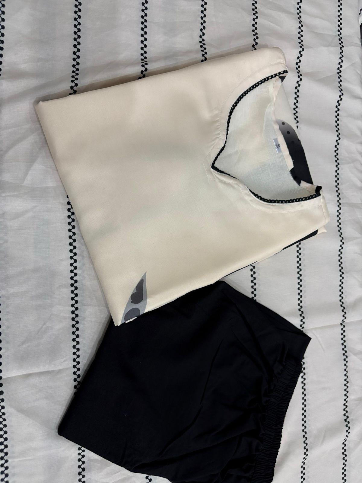lavena white and black dupatta cotton suit