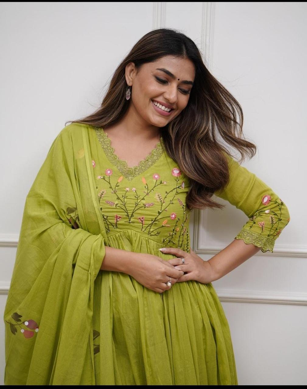 Tanawana Wine lemon Green  Suit Set
